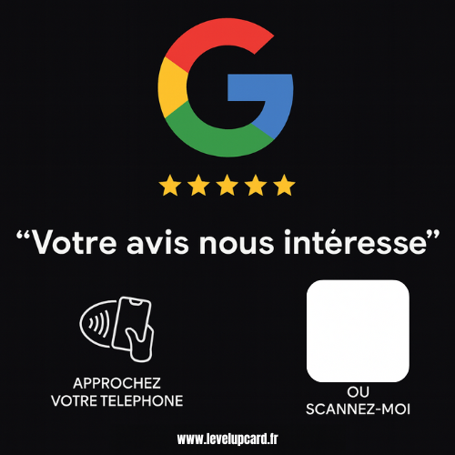 Plaque avis Google NFC connectée avec QR code