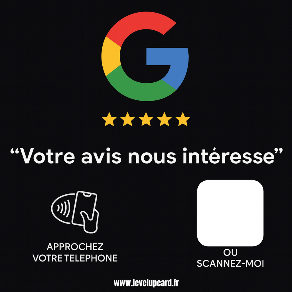 Plaque avis Google NFC connectée avec QR code