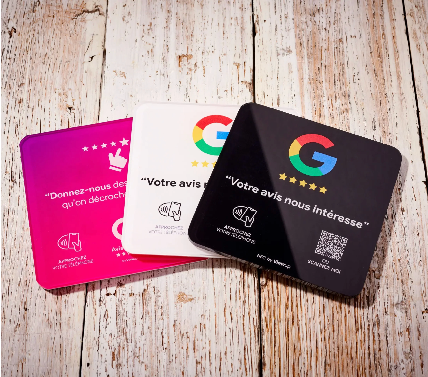 Plaque avis Google NFC connectée avec QR code