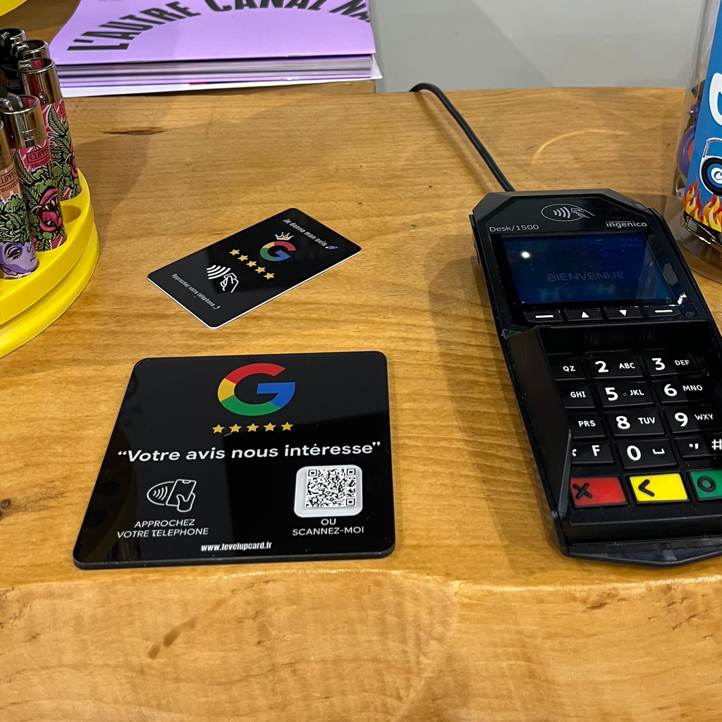 Plaque avis Google NFC connectée avec QR code